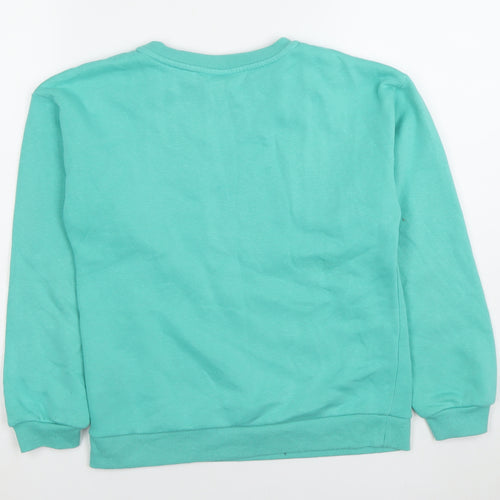 Disney Mickey & Pluto Boys Green Sweatshirt 10-11 Years 146cm Crew Neck Pullover