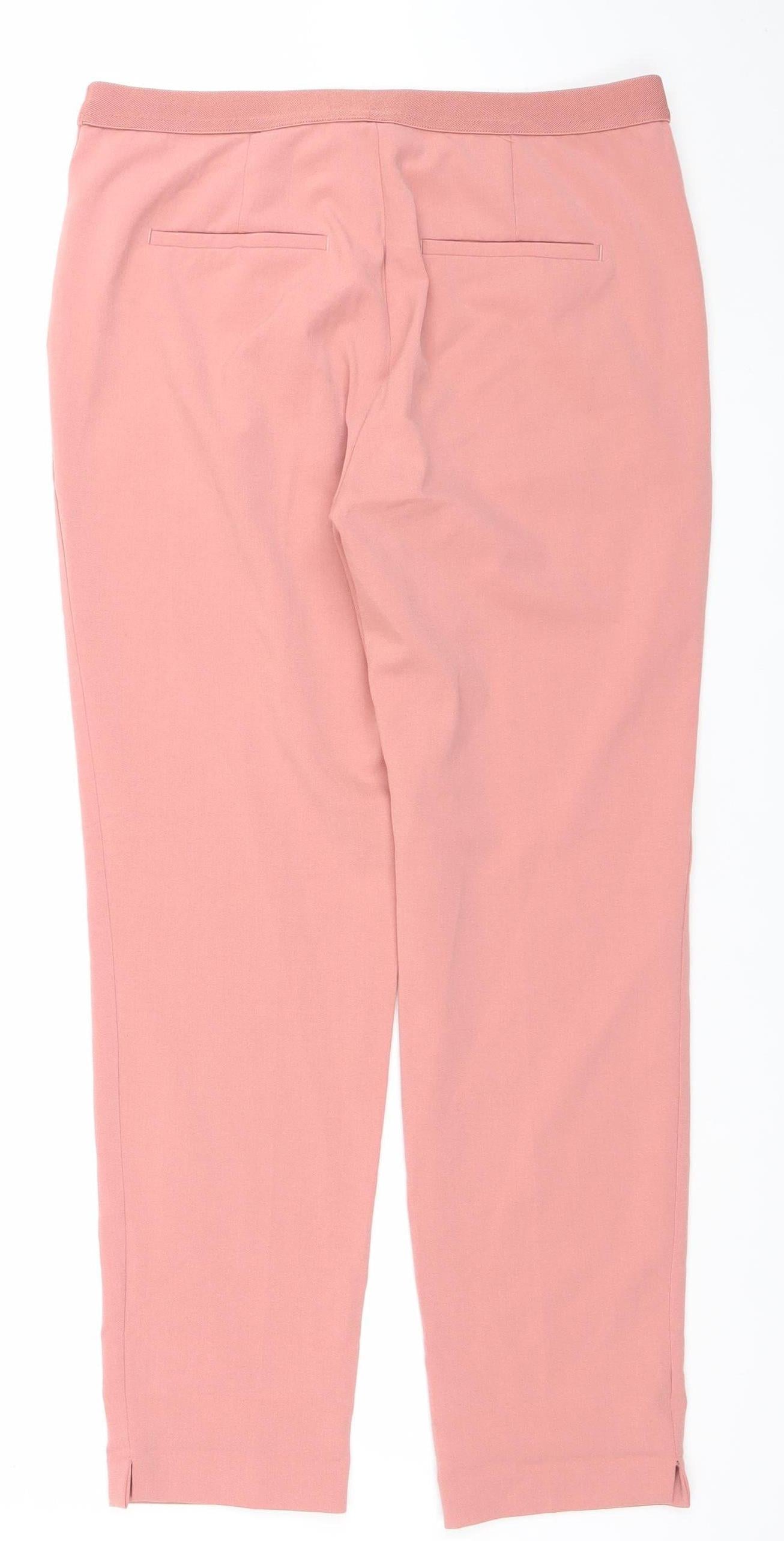 Stradivarius Womens Pink Cropped Trousers Size M Polyester Blend