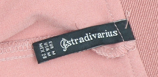 Stradivarius Womens Pink Cropped Trousers Size M Polyester Blend