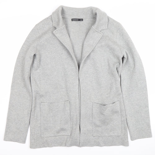 Solutions! Women's Grey Cardigan Small Long Sleeve Open Front Knit
