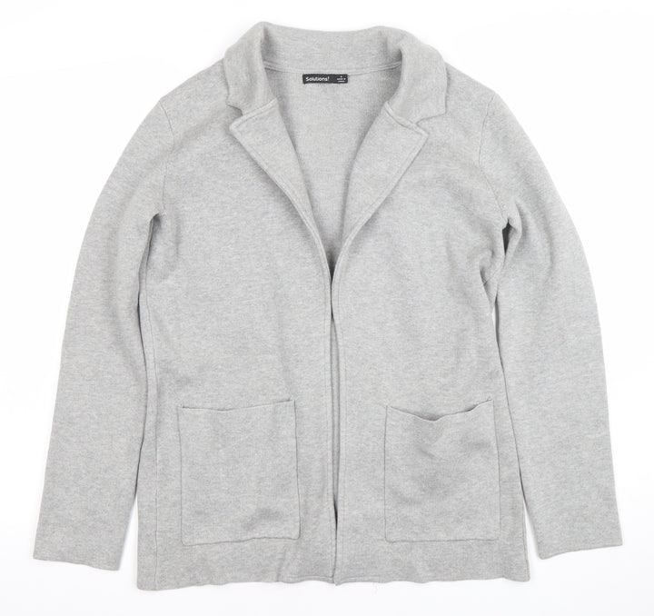 Solutions! Women's Grey Cardigan Small Long Sleeve Open Front Knit