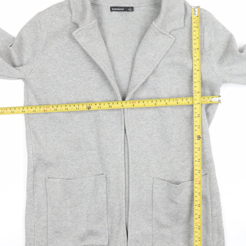 Solutions! Women's Grey Cardigan Small Long Sleeve Open Front Knit