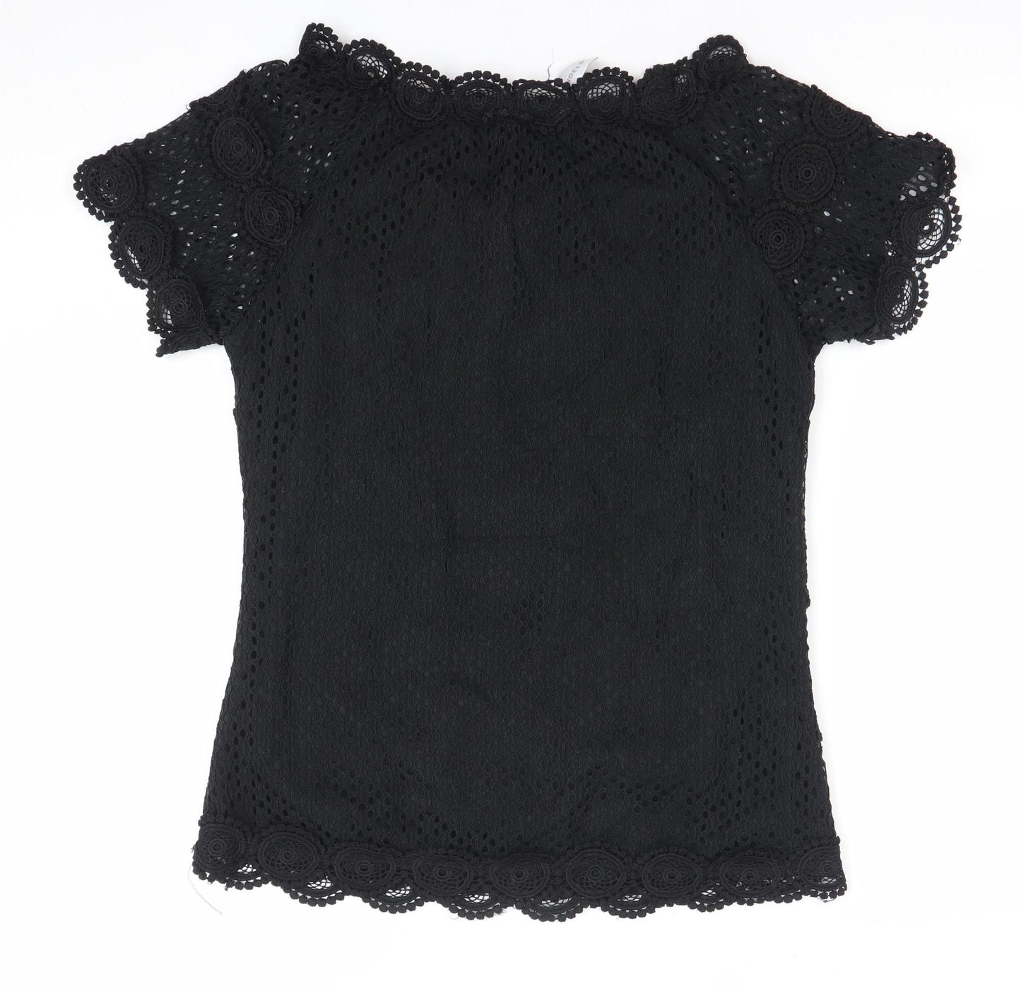 Marc Angelo Women’s Black Lace Short Sleeve Tunic Blouse UK 12