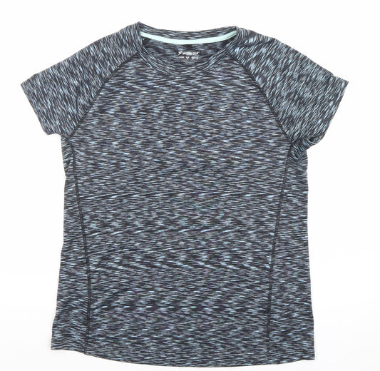 WORK OUT Womens Blue Short Sleeve Activewear T-Shirt Size 12