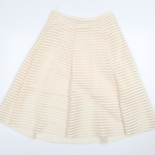 Amber Women Ivory Size 14 A-Line Lace Knee Length Skirt