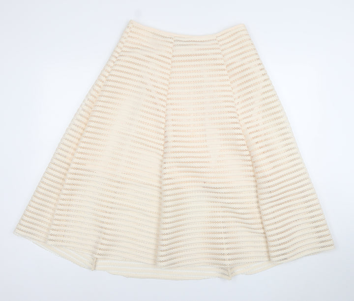 Amber Women Ivory Size 14 A-Line Lace Knee Length Skirt