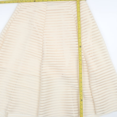 Amber Women Ivory Size 14 A-Line Lace Knee Length Skirt