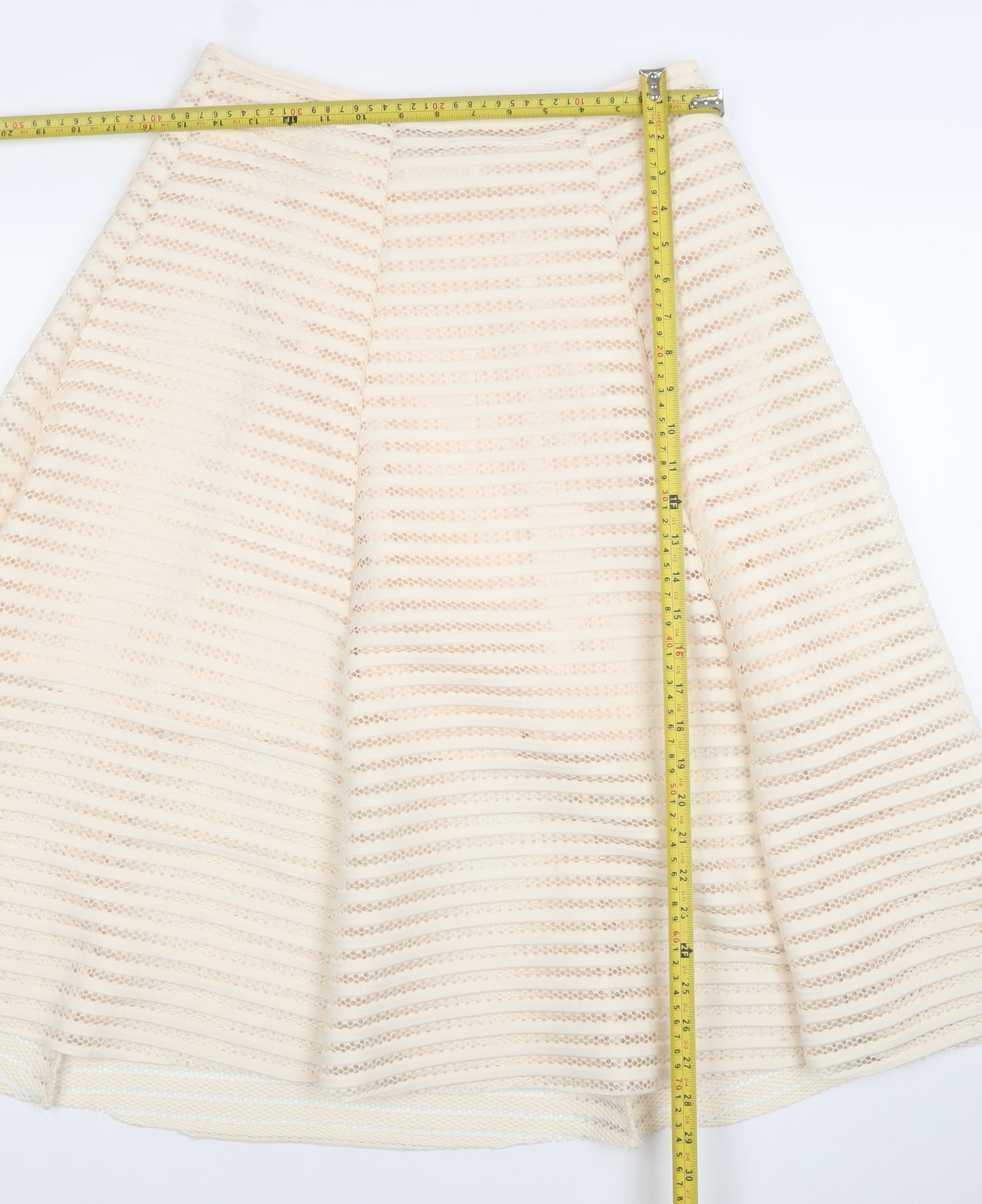 Amber Women Ivory Size 14 A-Line Lace Knee Length Skirt