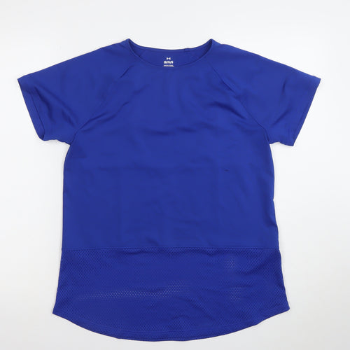 Under Armour Women Blue Large Short Sleeve Mesh Back Gym T-Shirt