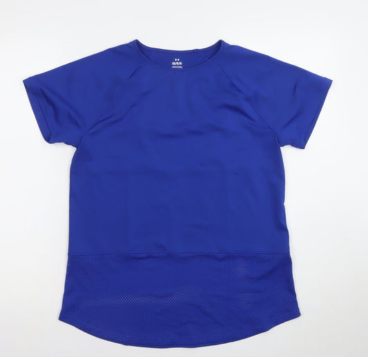 Under Armour Women Blue Large Short Sleeve Mesh Back Gym T-Shirt