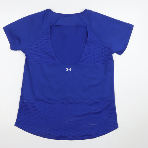 Under Armour Women Blue Large Short Sleeve Mesh Back Gym T-Shirt