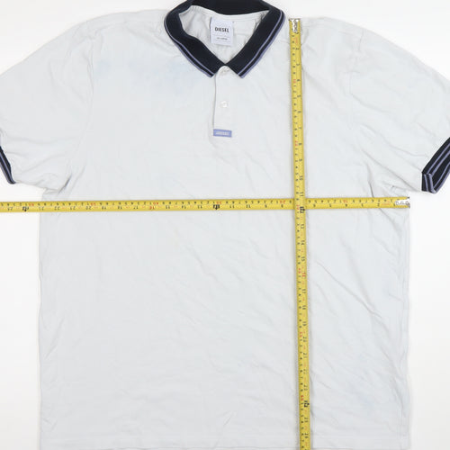 Diesel Men's White Cotton Polo Shirt 2XL Regular Fit