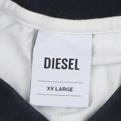 Diesel Men's White Cotton Polo Shirt 2XL Regular Fit
