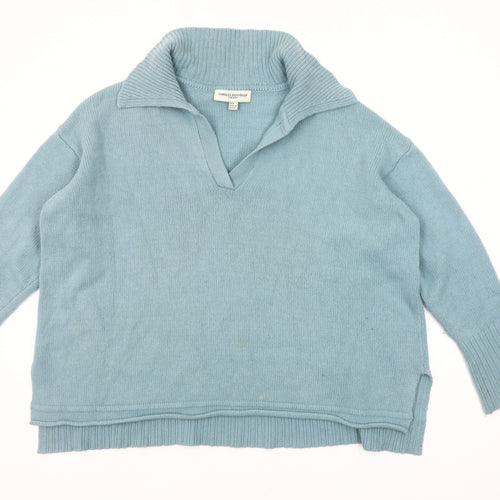 Carolyn Donnelly Women's Blue V-Neck Knit Jumper Size M