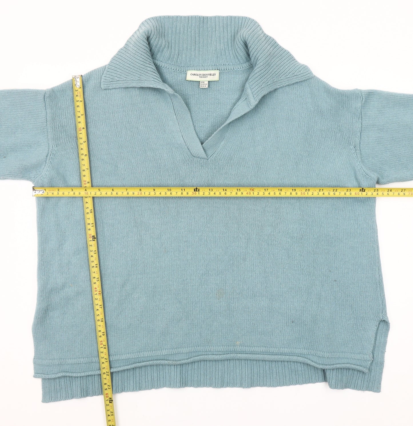 Carolyn Donnelly Women's Blue V-Neck Knit Jumper Size M