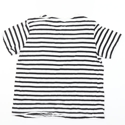 Dunnes Stores Women's Black White Striped Amour Cotton T-Shirt Size 14