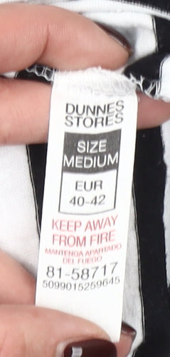 Dunnes Stores Women's Black White Striped Amour Cotton T-Shirt Size 14