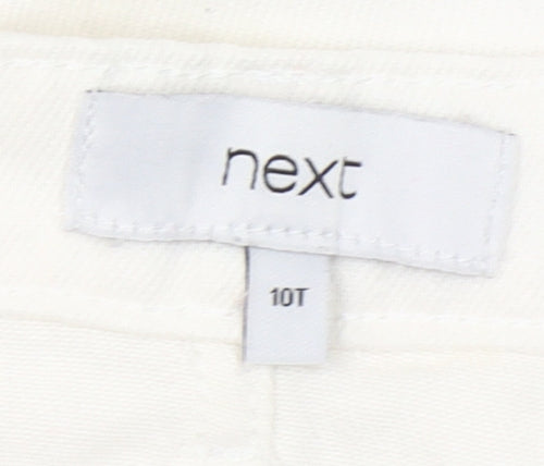 Next Women Ivory Denim Pencil Skirt Size 10 Tall Cotton Knee Length