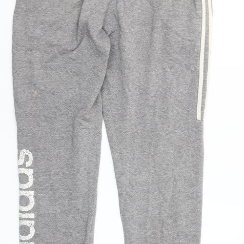 Adidas Men's Grey Jogger Trousers M Regular Fit Cotton Blend