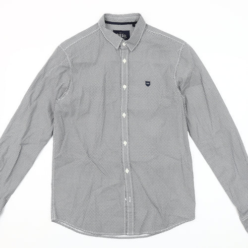 Diesel Men's Black Geometric Long Sleeve Slim Fit Button-Up Shirt M