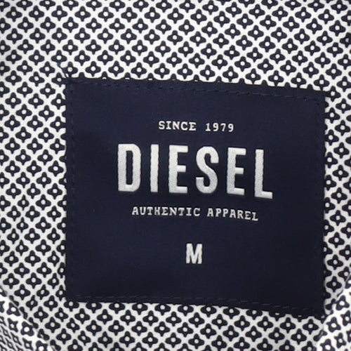 Diesel Men's Black Geometric Long Sleeve Slim Fit Button-Up Shirt M
