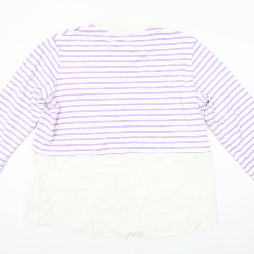 Gallery Women Lilac White Striped Pullover Sweatshirt Size L