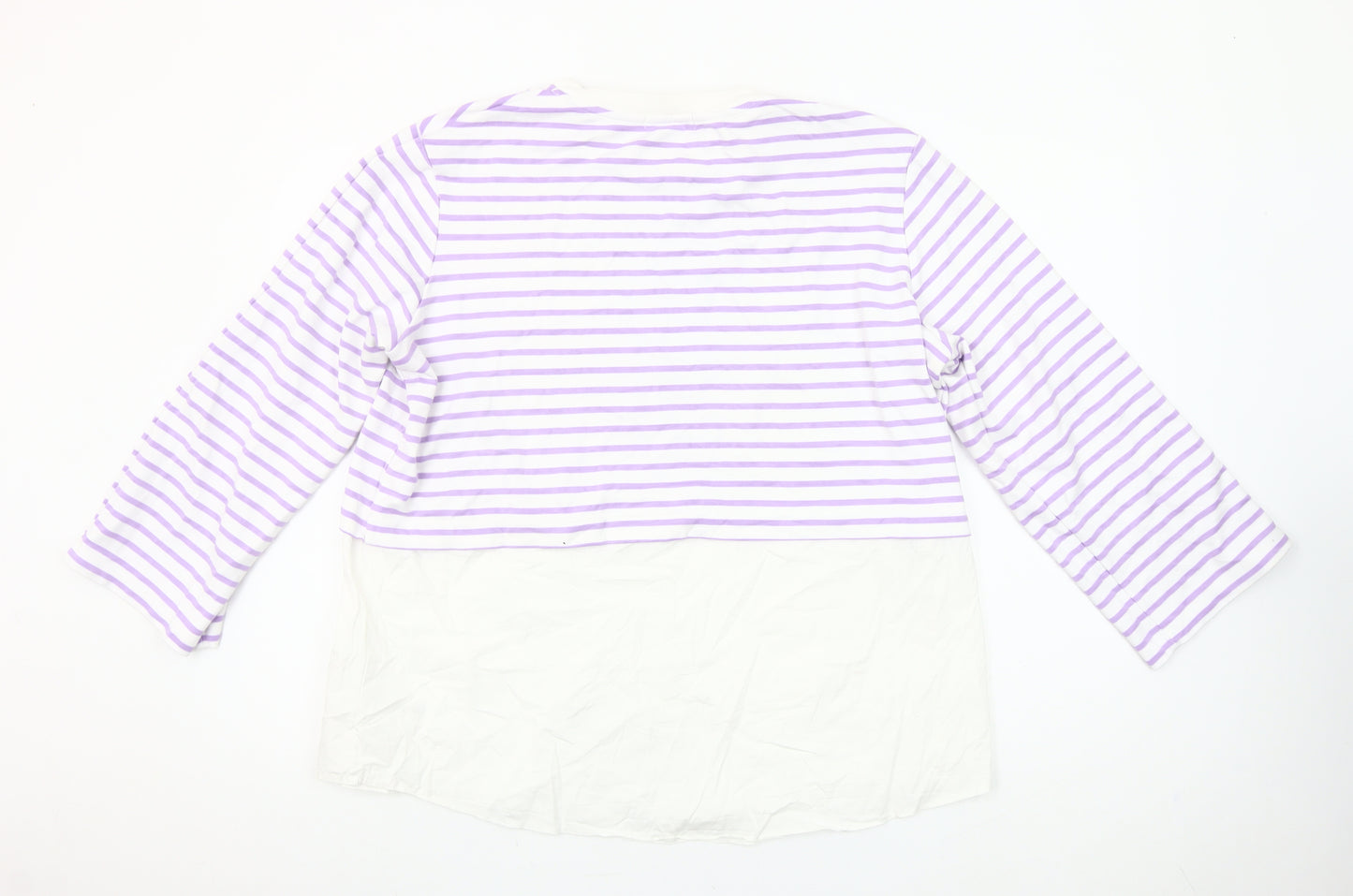 Gallery Women Lilac White Striped Pullover Sweatshirt Size L
