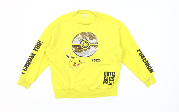 Pokémon Girls Yellow Pikachu Sequin Pullover Sweatshirt 9-10 Years