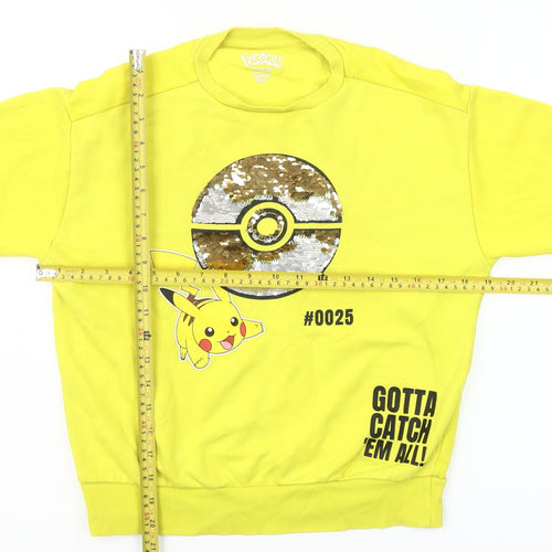 Pokémon Girls Yellow Pikachu Sequin Pullover Sweatshirt 9-10 Years