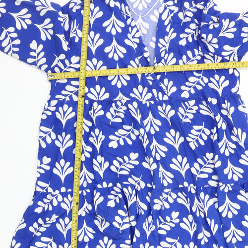 Dunnes Stores Women’s Blue Floral Ruffle Short Dress Size XL