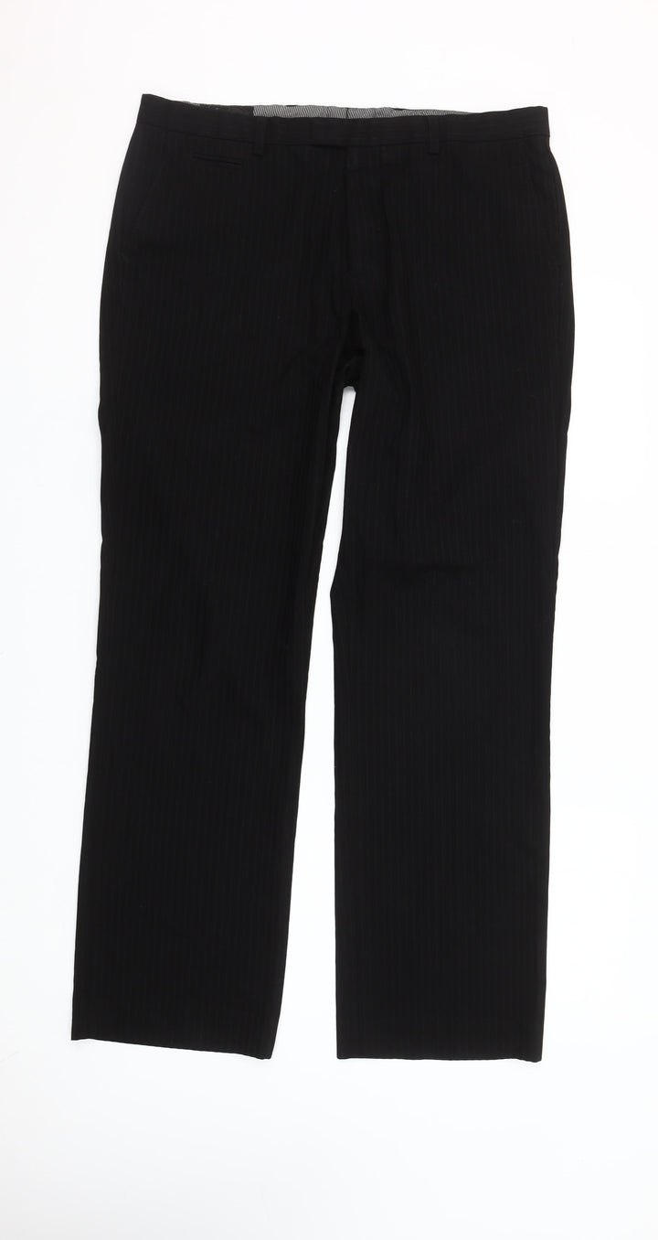 River Island Men's Black 36R Regular Fit Dress Pants Trousers