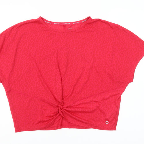 Marks and Spencer Goodmove Women's Red Animal Print Cropped Active T-Shirt Size 16