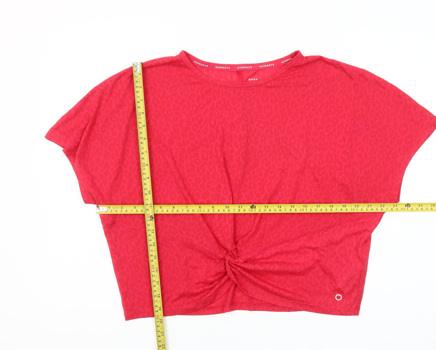 Marks and Spencer Goodmove Women's Red Animal Print Cropped Active T-Shirt Size 16