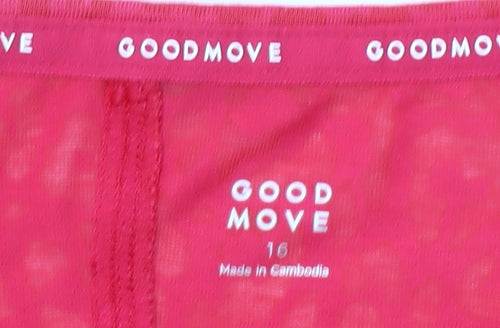 Marks and Spencer Goodmove Women's Red Animal Print Cropped Active T-Shirt Size 16