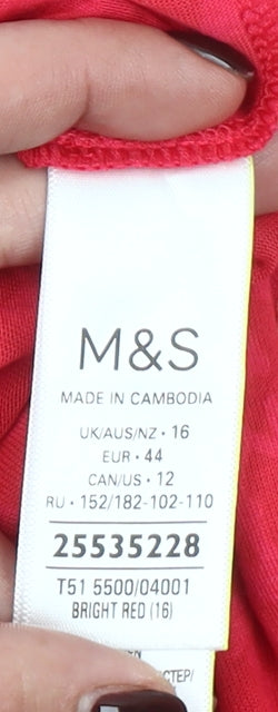 Marks and Spencer Goodmove Women's Red Animal Print Cropped Active T-Shirt Size 16