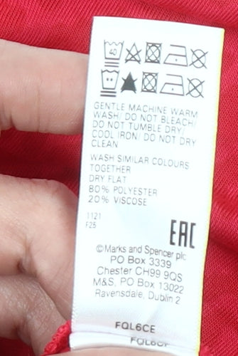 Marks and Spencer Goodmove Women's Red Animal Print Cropped Active T-Shirt Size 16