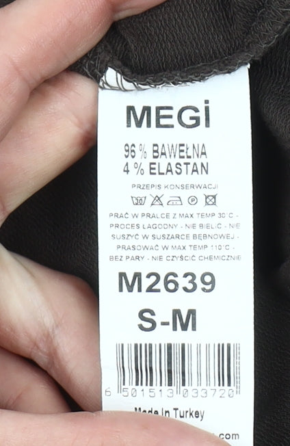 Megi Collection Women Brown Cotton Blend 3/4 Sleeve Pullover Sweatshirt S-M