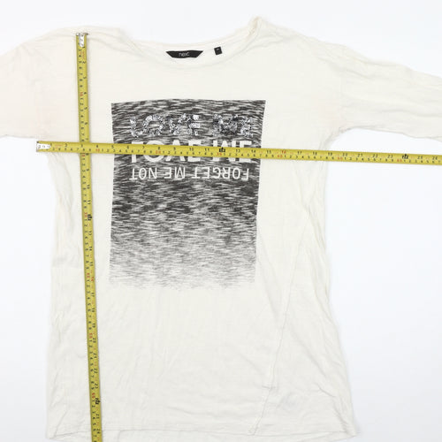 Next Women’s Ivory 3/4 Sleeve 100% Cotton Graphic T-Shirt Size 10