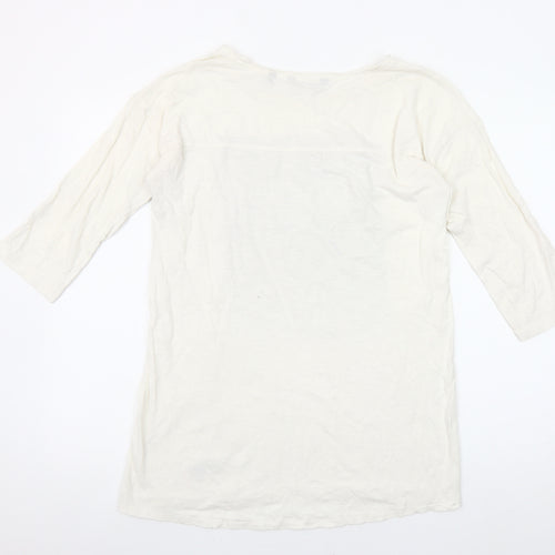 Next Women’s Ivory 3/4 Sleeve 100% Cotton Graphic T-Shirt Size 10