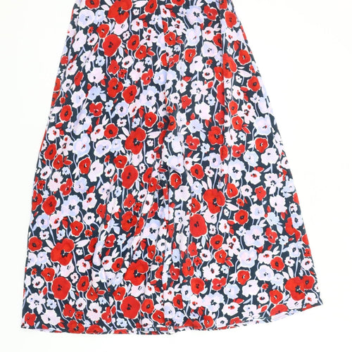 Vila Womens Multicoloured Floral Midi A-Line Skirt Size 8