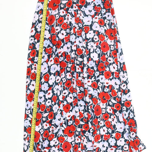 Vila Womens Multicoloured Floral Midi A-Line Skirt Size 8