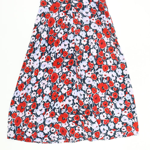Vila Womens Multicoloured Floral Midi A-Line Skirt Size 8