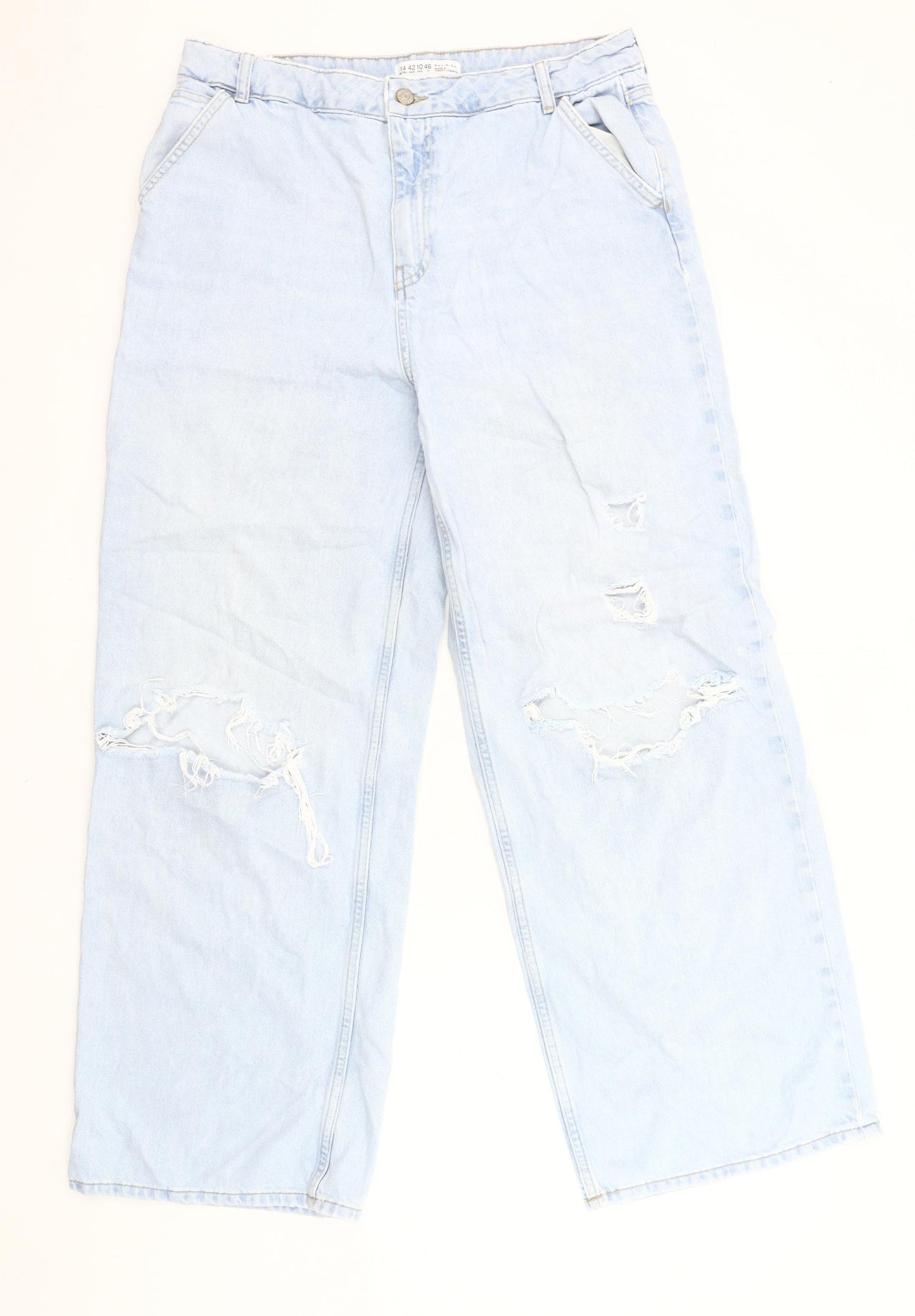 Denim Co. Women’s Blue Distressed Boyfriend Jeans Size 14