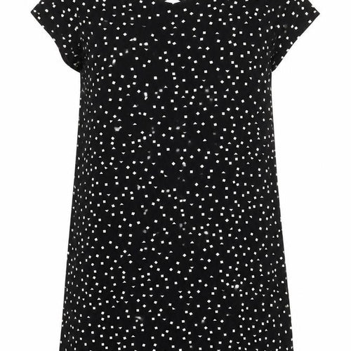 ONLY Women’s Black Geometric Shift Dress Size M Short Sleeve Casual