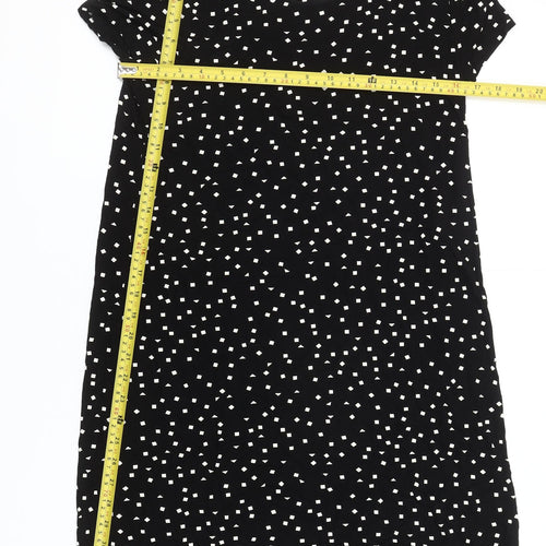 ONLY Women’s Black Geometric Shift Dress Size M Short Sleeve Casual