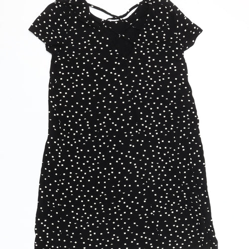 ONLY Women’s Black Geometric Shift Dress Size M Short Sleeve Casual