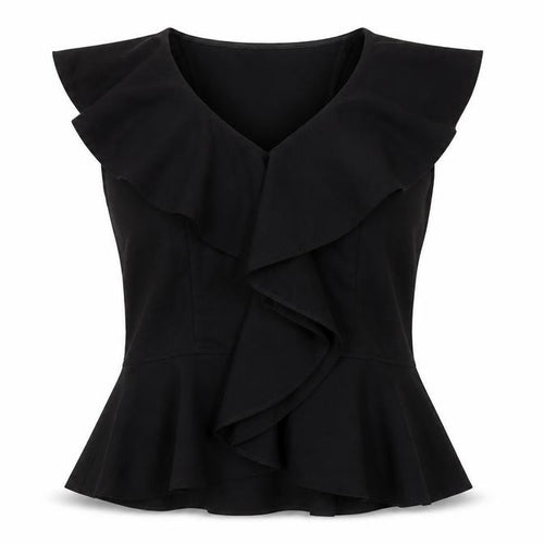 Ted Baker Women's Black Ruffle Wrap Blouse Size 12