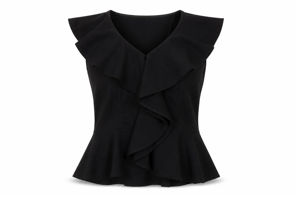 Ted Baker Women's Black Ruffle Wrap Blouse Size 12