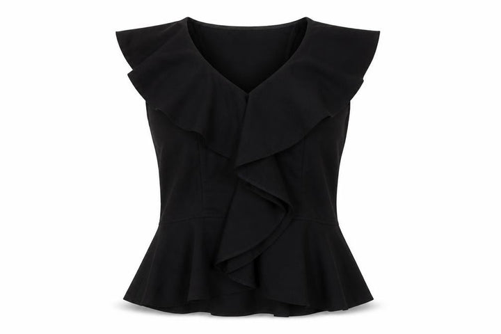 Ted Baker Women's Black Ruffle Wrap Blouse Size 12