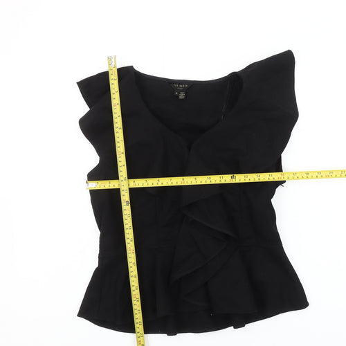 Ted Baker Women's Black Ruffle Wrap Blouse Size 12